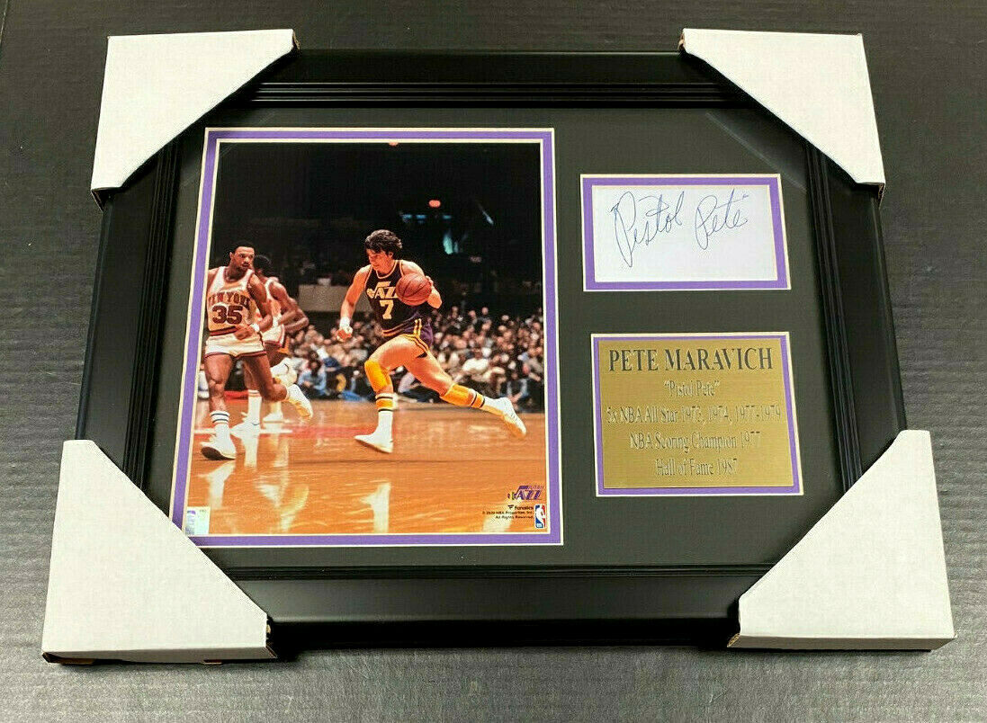 Pete Maravich Cut Signature Facsimile Reprint Framed 8x10 Photo