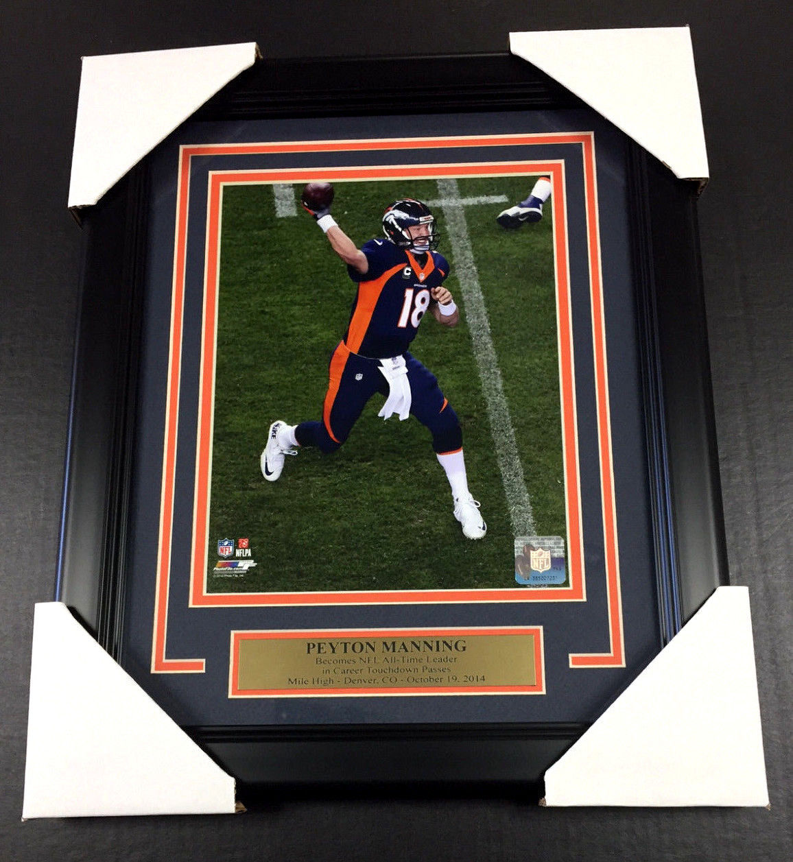 Peyton Manning Denver Broncos TD Career Pass Record Unsigned 8x10 Photo Framed