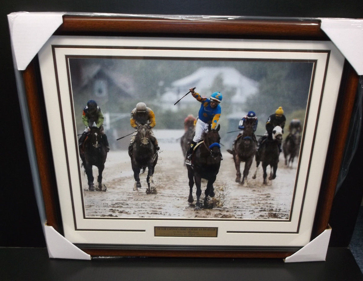 Triple Crown American Pharoah Victor Espinoza Framed 16x20 Photo PREAKNESS