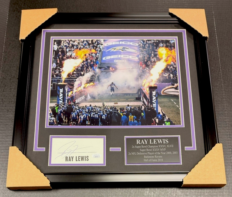 Ray Lewis Autographed Cut JSA COA Framed with 11x14 Photo Last Dance Ravens