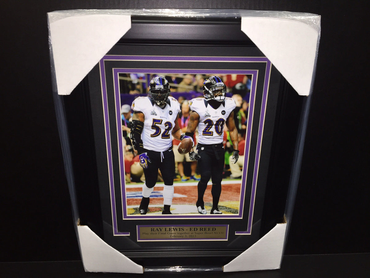 Ray Lewis Ed Reed Baltimore Ravens SB XLVII Final Game Framed 8x10 Photo