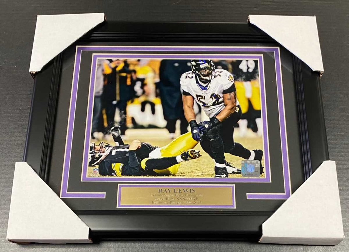 Ray Lewis Over Ben Roethlisberger 8x10 Photo Baltimore Ravens White Jersey