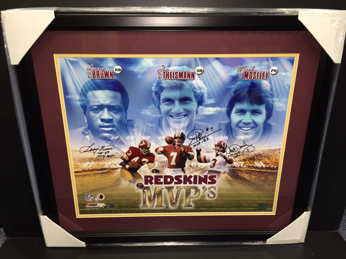 Redskins Mvps Joe Theismann Mark Moseley Autographed Framed 16x20 Photo
