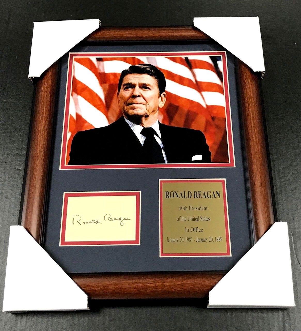 Ronald Reagan Autographed Facsimile Reprint Framed 8x10 Photo 40th President