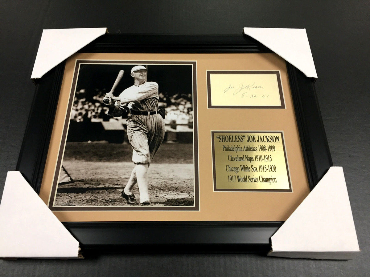 Shoeless Joe Jackson Autographed Cut Reprint Framed 8x10 Photo Black Sox