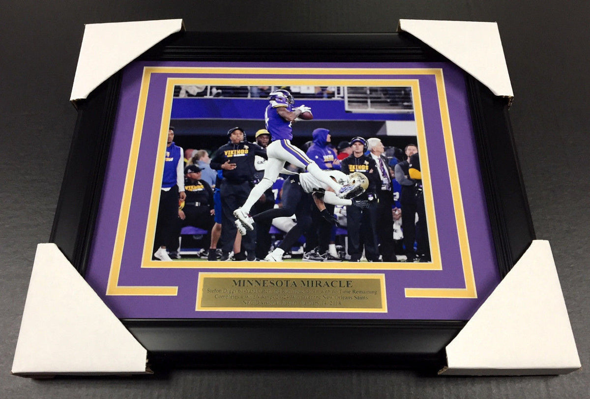 Stefon Diggs Vikings Minnesota Miracle the Catch 8x10 Photo Framed with Nameplate