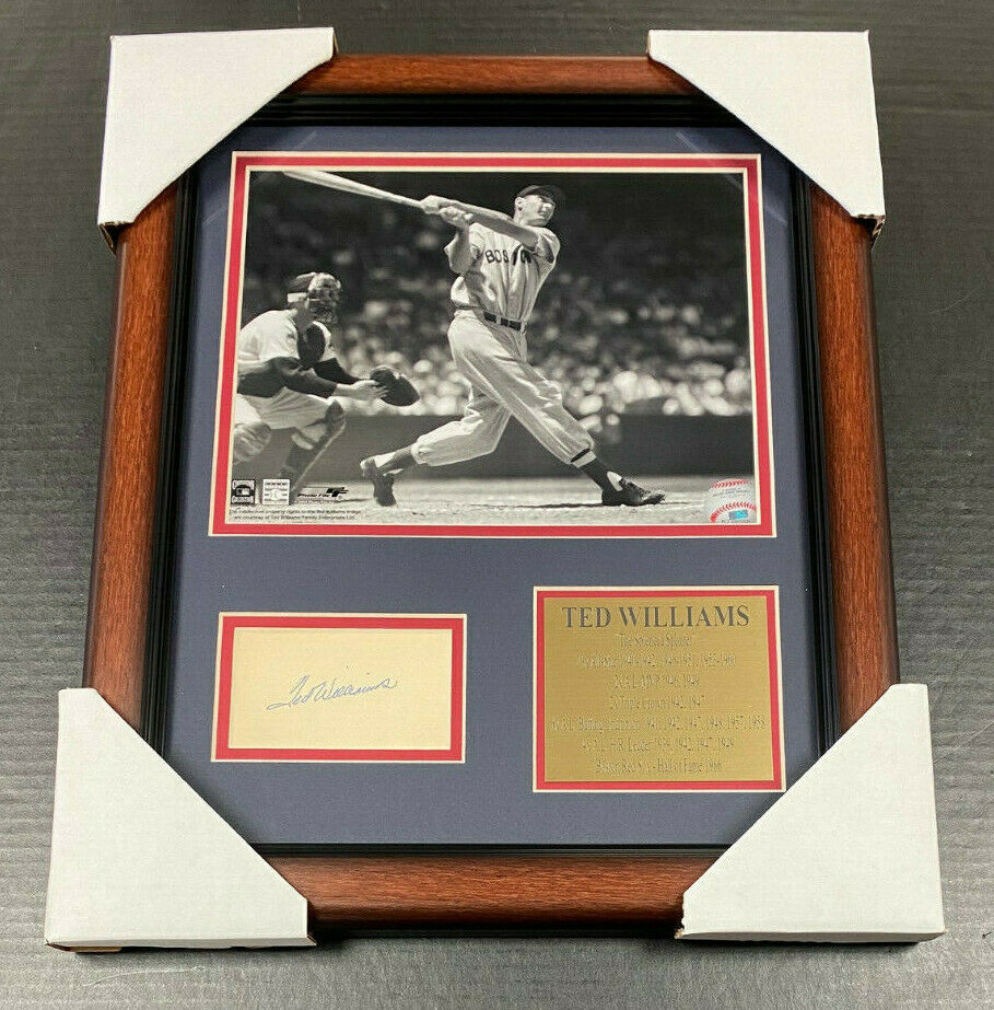 Ted Williams Autographed Cut Signature Reprint Framed 8x10 Photo Boston Red Sox