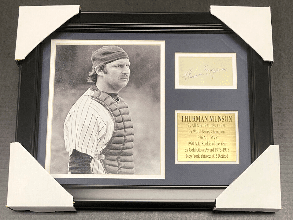 Thurman Munson Autographed Cut Facsimile Reprint Framed 8x10 Photo Yankees