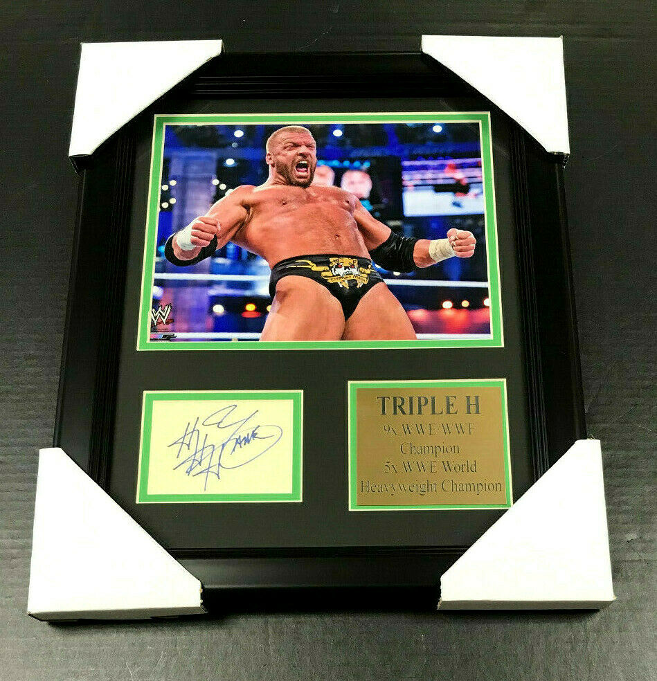 Triple H Heavyweight Autographed Reprint Champion WWE WWF Framed 8x10 Photo